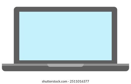Flat illustration of laptop with blank screen isolated on white background.
