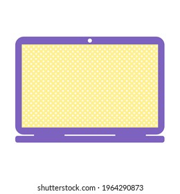Flat illustration of laptop with yellow screen. Vector isolated illustration for background