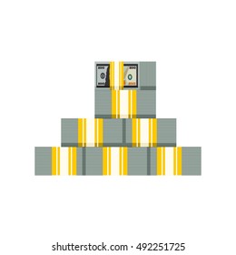 Flat illustration of a large stack pile of cash.