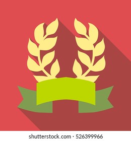 Flat illustration of laurel wreath with ribbon vector icon for web design