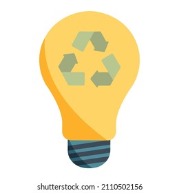 Flat illustration of light bulb for recycling.