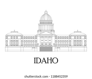 Flat illustration in lines of the Idaho State Capitol. Flat style vector.