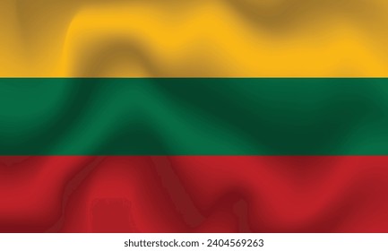 Flat Illustration of Lithuania flag. Lithuania national flag design. Lithuania Wave flag.