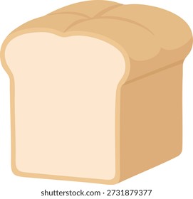 Flache Illustration eines Brotlaibs aus weißem Brot mit abgerundeter Oberseite und weicher Schattierung