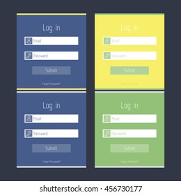 Flat illustration of login form for website with four color version