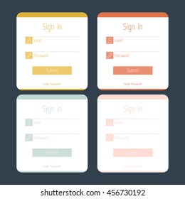 Flat illustration of login form for website with four color version