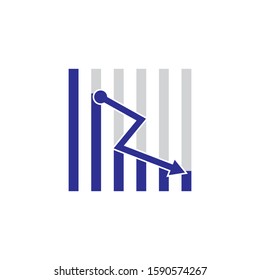flat illustration of loss vector icon, reduction sign symbol. Suitable for market analysis. Vector icon isolated on white background