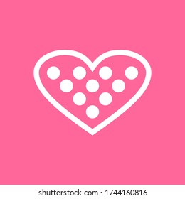 flat illustration of love vector icon. Heart icon. vector icon heart favorite sign symbol. white and pink romantic illustration.