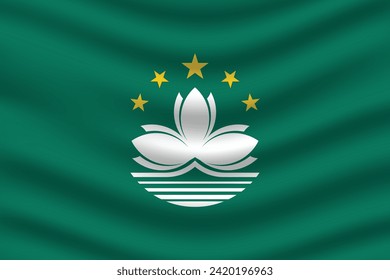 Flat Illustration of Macau flag. Macau national flag design. Macau wave flag.

