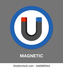 Flat Illustration Of Magnet Vector Icon. Horseshoe Sign Symbol