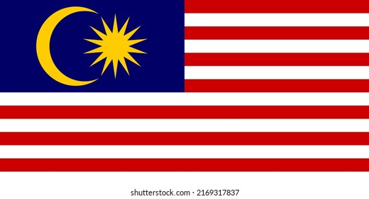 Ilustración plana de la bandera de Malasia