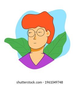 flat illustration of a male character with glasses
