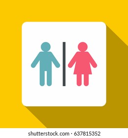 Flat illustration of male and female toilet sign vector icon for web