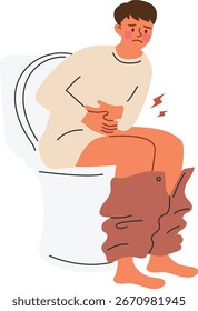 Ilustración plana del hombre con estreñimiento