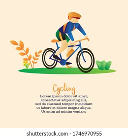 ilustración plana Man Ciclismo disfrutar de la naturaleza