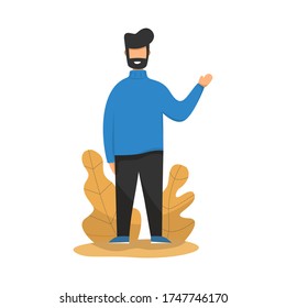 el hombre de ilustración plana le da buena mano a su página de inicio