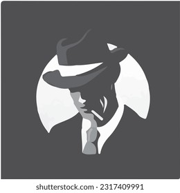 flat illustration of man with hat in blank man doing smoking 