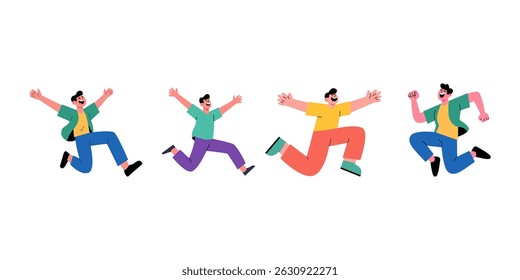 flat illustration of man jumping for joy