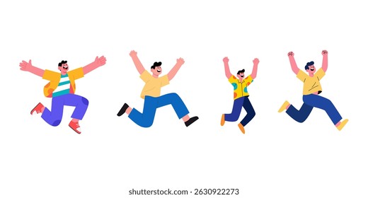 flat illustration of man jumping for joy