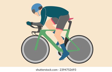 flat illustration of man riding a bicycle