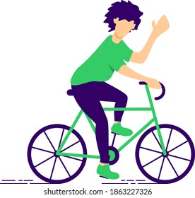 Flat Illustration Of A Man Riding Bicylce