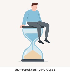 Flat Illustration Man Sitting on Hourglass Concept Design