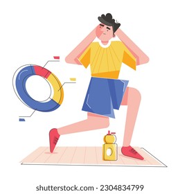 Ilustración plana del estiramiento del hombre