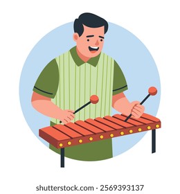 A flat illustration of marimba player