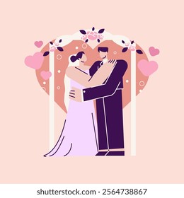 Flat Illustration of a Married Couple