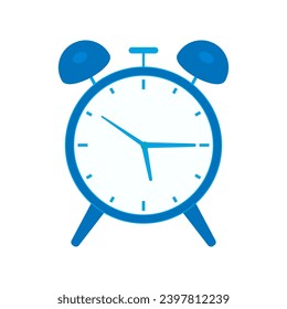Flat illustration material of a blue alarm clock