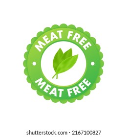 Flat illustration with meat free on green backdrop. Plant leaf sign