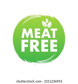 Flat illustration with meat free on green backdrop. Plant leaf sign