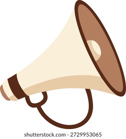 Flat illustration of a megaphone with a wide cone used for announcements and alerts