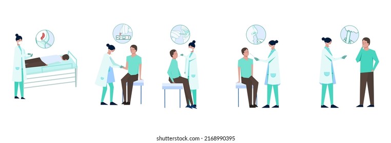 flat Illustration of methods of swab test corona virus, editable color, let's make your design easier