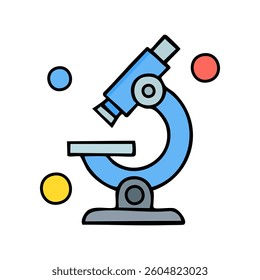 Flat illustration of microscope vector icon for web design. Biotechnology logotype.