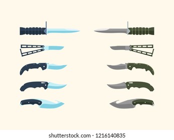 Flat Illustration of Military Combat Knife Set Vector Illustration Design V1.