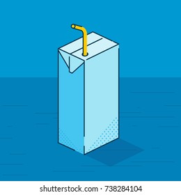 Flat Illustration of Milk box with straw