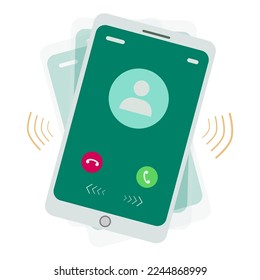 Flat Illustration of a Mobile Call. Phone Ringing. Smart Phone User interface Vector Art. IPhone Clipart.  