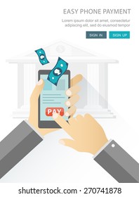 Flat illustration of mobile payment. Eps10