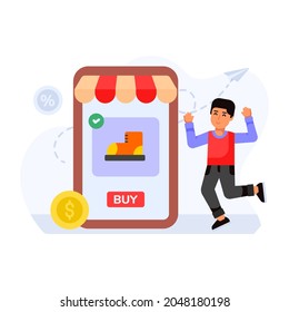 Eine flache Illustration von Mobile Shop, bearbeitbares Design 