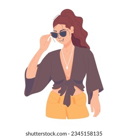 Flat illustration of model outfit 
