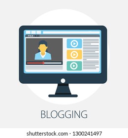 Flat Illustration Of Blog․ Modern Vector Icon. Blogging, Management, Online Blog. Content Management. Creative Writing