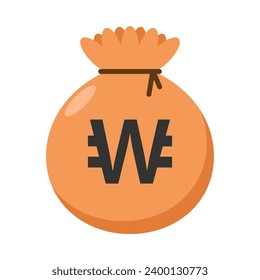 Flat illustration of money bag on isolated background