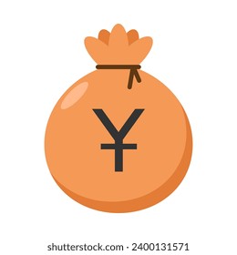 Flat illustration of money bag on isolated background