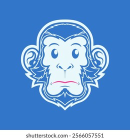 Flat illustration of a monkey head: vector illustration, mascot, logo.