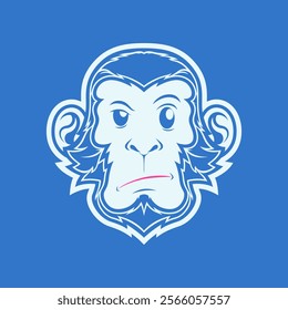 Flat illustration of a monkey head: vector illustration, mascot, logo.