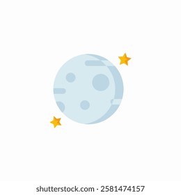 Flat illustration of the moon and stars Vector