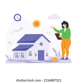 A flat illustration of mortgage is scalable and easy to use 

