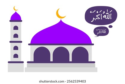 Flat Illustration of a Mosque During the Call to Prayer