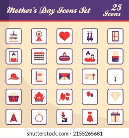 Flat Illustration Of Mother Day Colorful Icon Set.